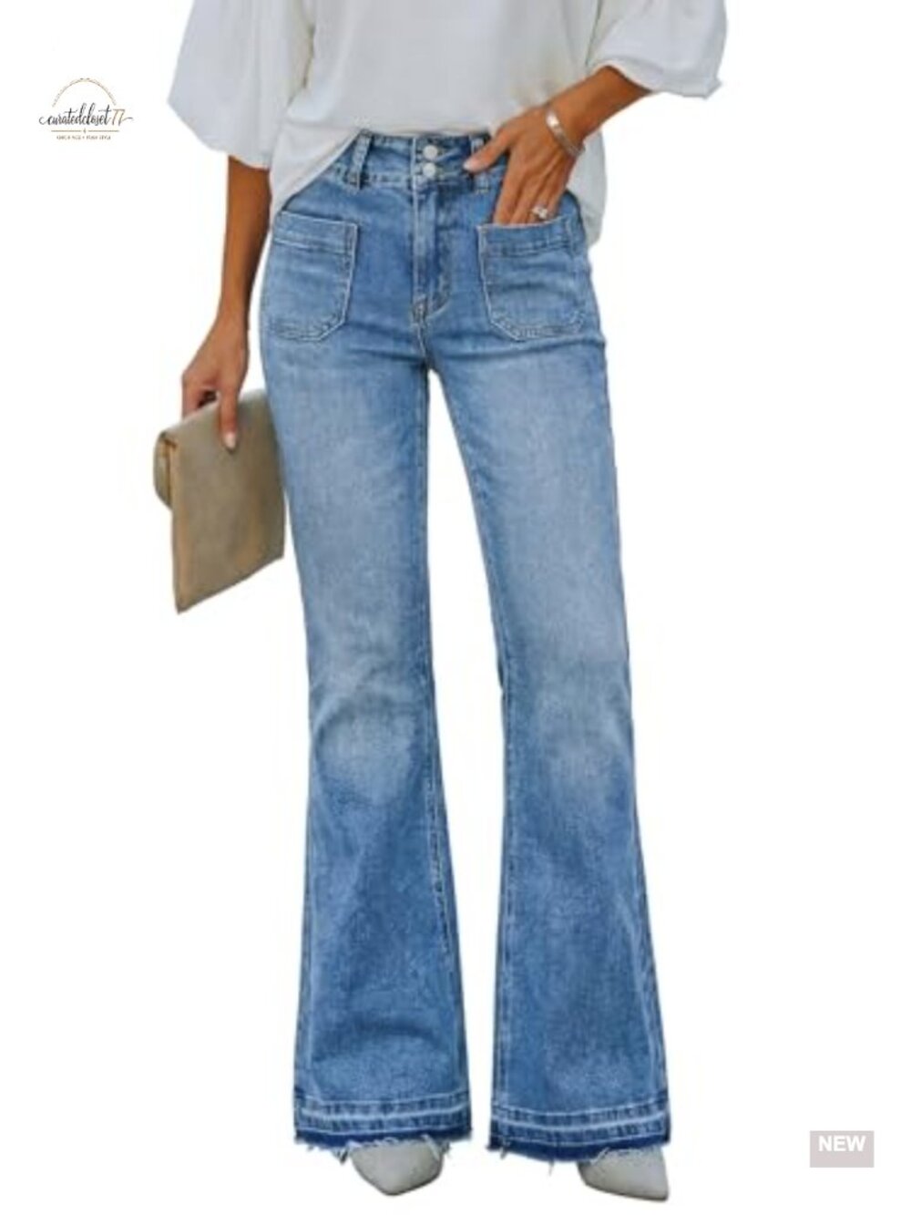 EMMIOL High Waisted Flare Jeans Mid-Flare Bell Bottom Stretch Denim
